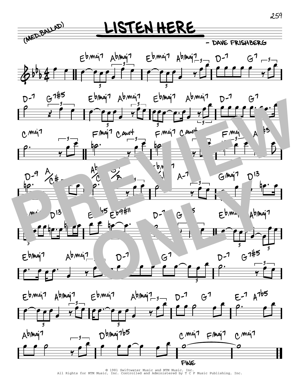 Dave Frishberg Listen Here Sheet Music Notes & Chords for Real Book – Melody & Chords - Download or Print PDF