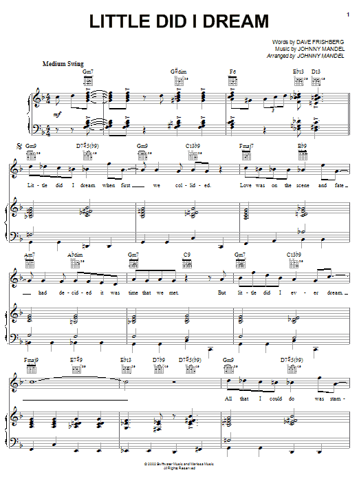 Dave Frishberg Little Did I Dream Sheet Music Notes & Chords for Piano, Vocal & Guitar (Right-Hand Melody) - Download or Print PDF