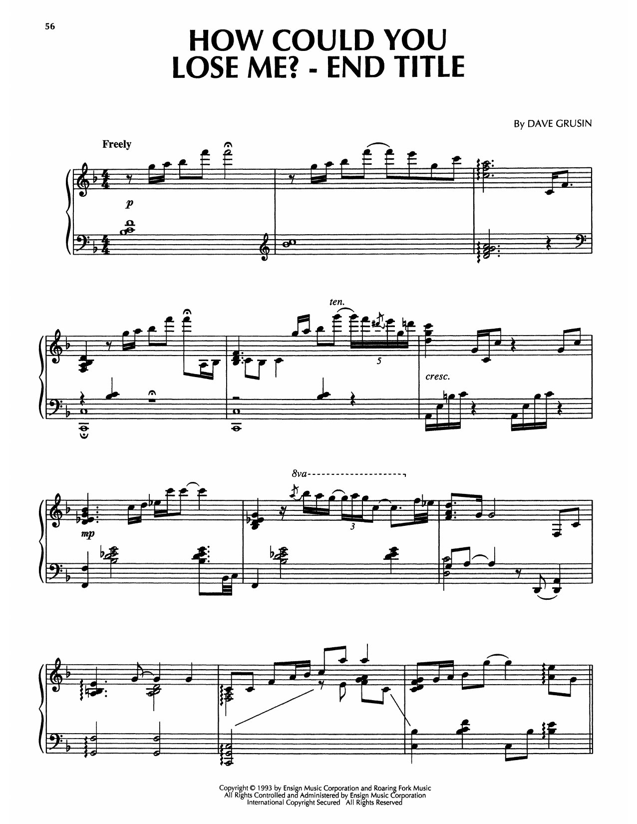 Dave Grusin How Could You Lose Me? - End Title (from The Firm) Sheet Music Notes & Chords for Piano Solo - Download or Print PDF