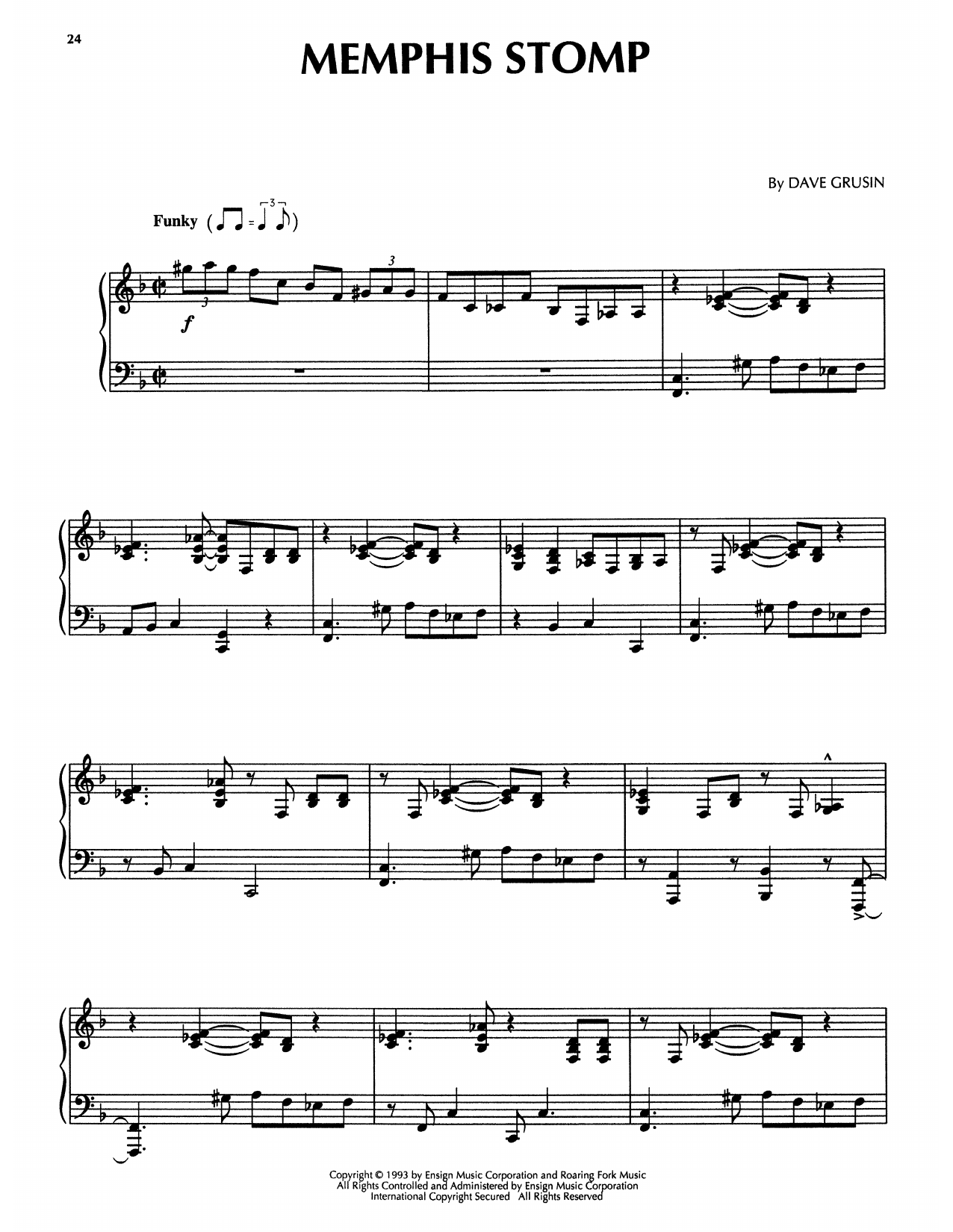 Dave Grusin Memphis Stomp (from The Firm) Sheet Music Notes & Chords for Piano Solo - Download or Print PDF