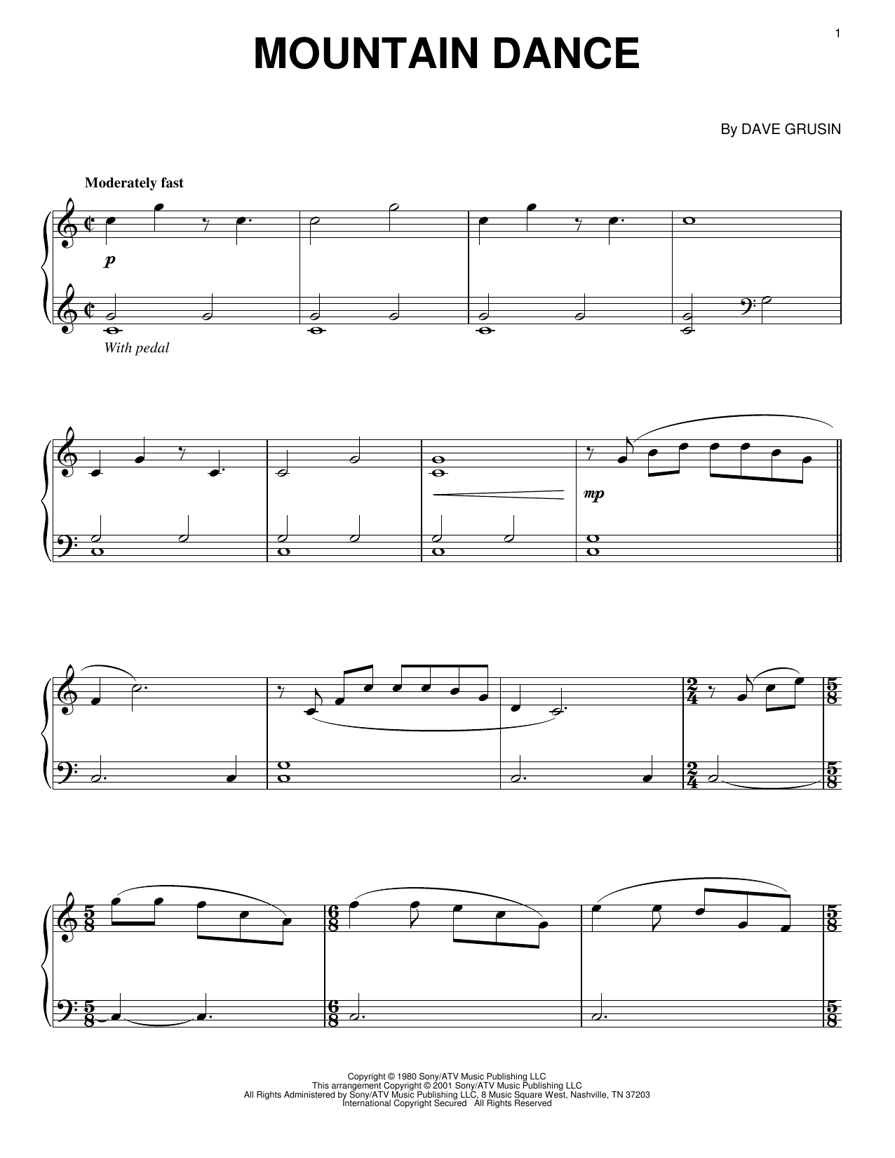Dave Grusin Mountain Dance (arr. Larry Moore) Sheet Music Notes & Chords for Piano - Download or Print PDF
