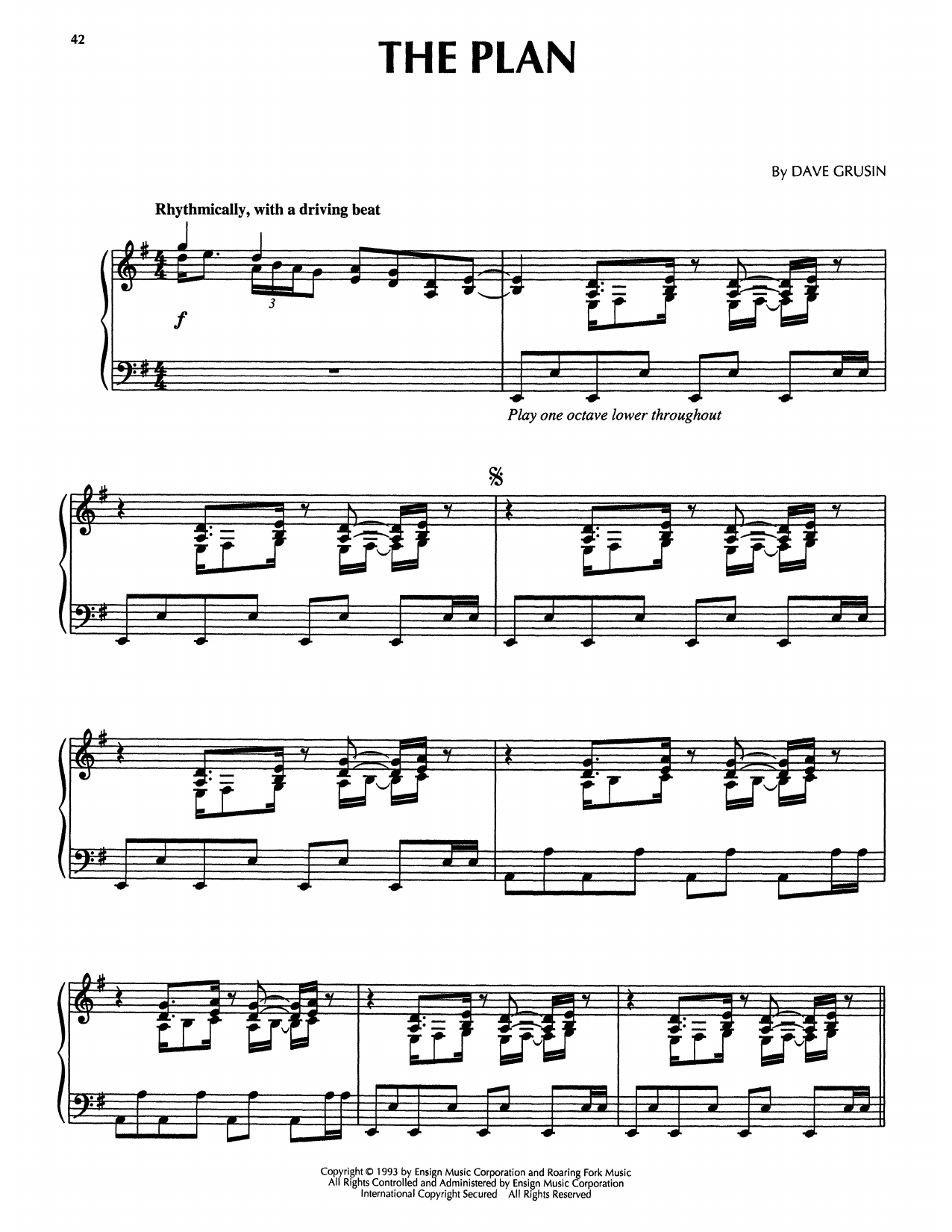 Dave Grusin The Plan (from The Firm) Sheet Music Notes & Chords for Piano Solo - Download or Print PDF