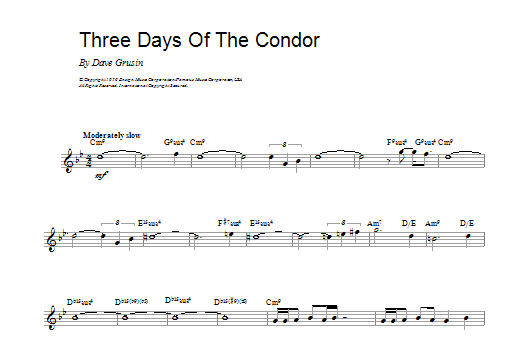 Dave Grusin Three Days Of The Condor Sheet Music Notes & Chords for Melody Line & Chords - Download or Print PDF