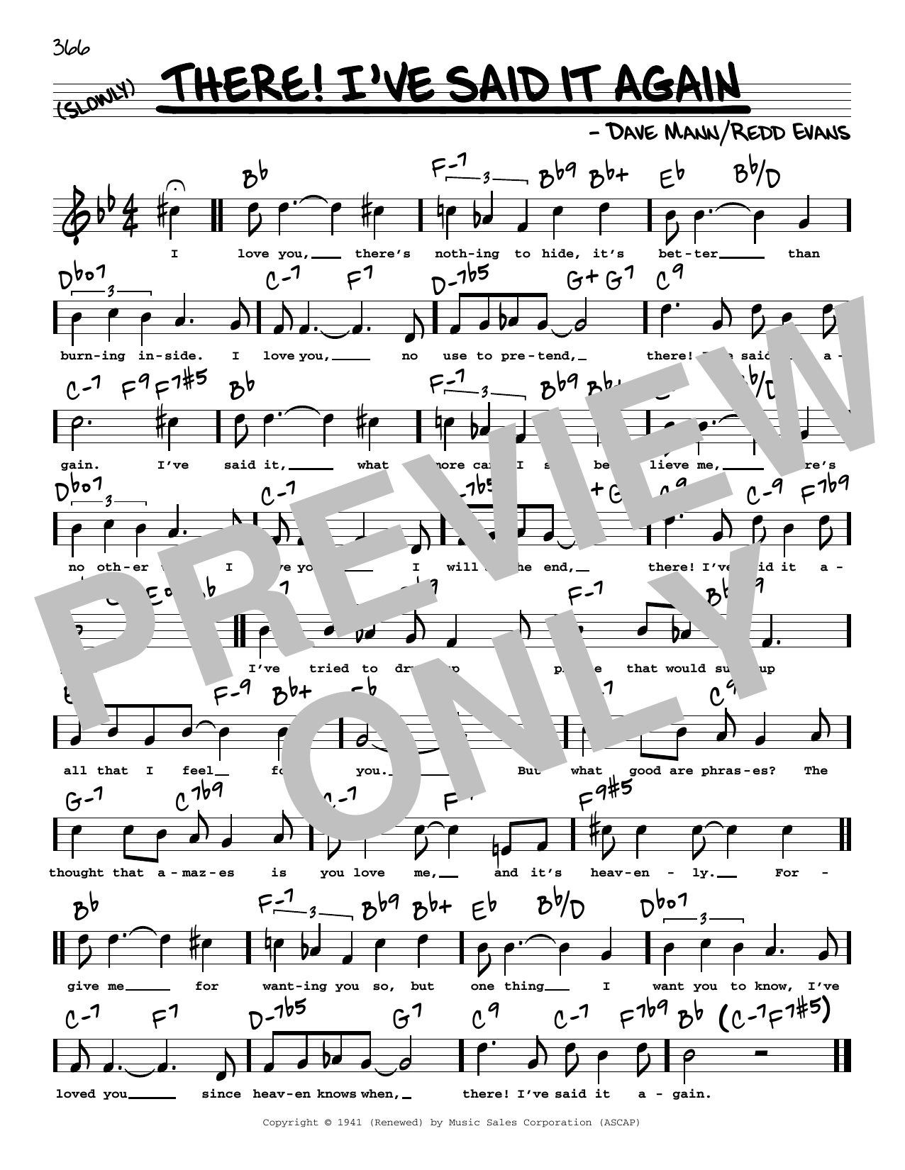 Dave Mann There! I've Said It Again (High Voice) Sheet Music Notes & Chords for Real Book – Melody, Lyrics & Chords - Download or Print PDF