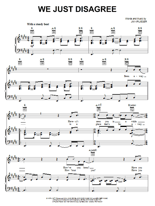 Dave Mason We Just Disagree Sheet Music Notes & Chords for Easy Guitar - Download or Print PDF
