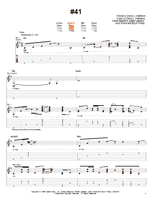 Dave Matthews & Tim Reynolds #41 Sheet Music Notes & Chords for Guitar Tab - Download or Print PDF
