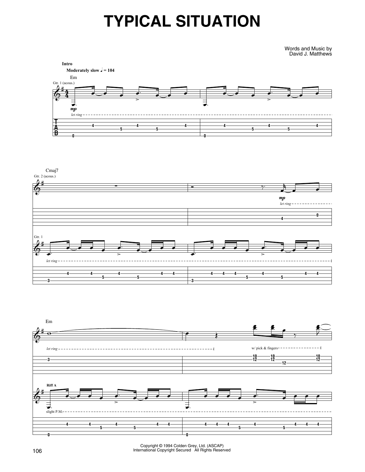 Dave Matthews & Tim Reynolds Typical Situation Sheet Music Notes & Chords for Guitar Tab - Download or Print PDF