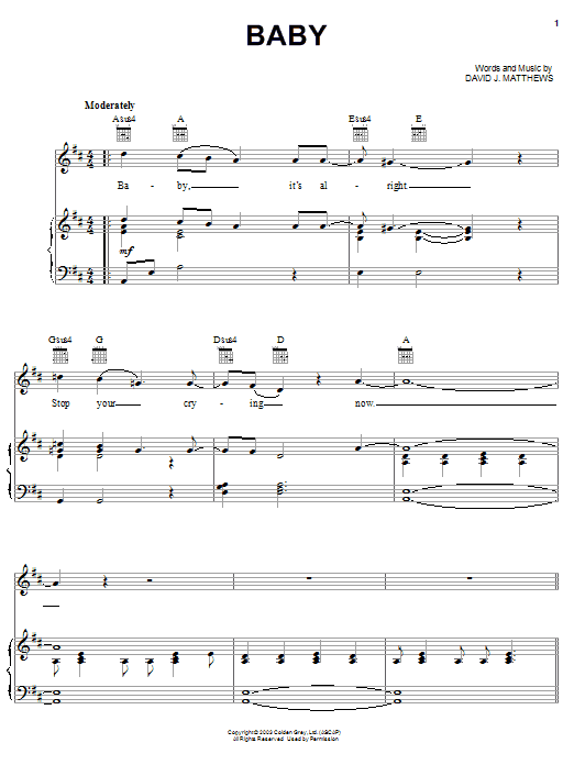 Dave Matthews Baby Sheet Music Notes & Chords for Guitar Tab - Download or Print PDF