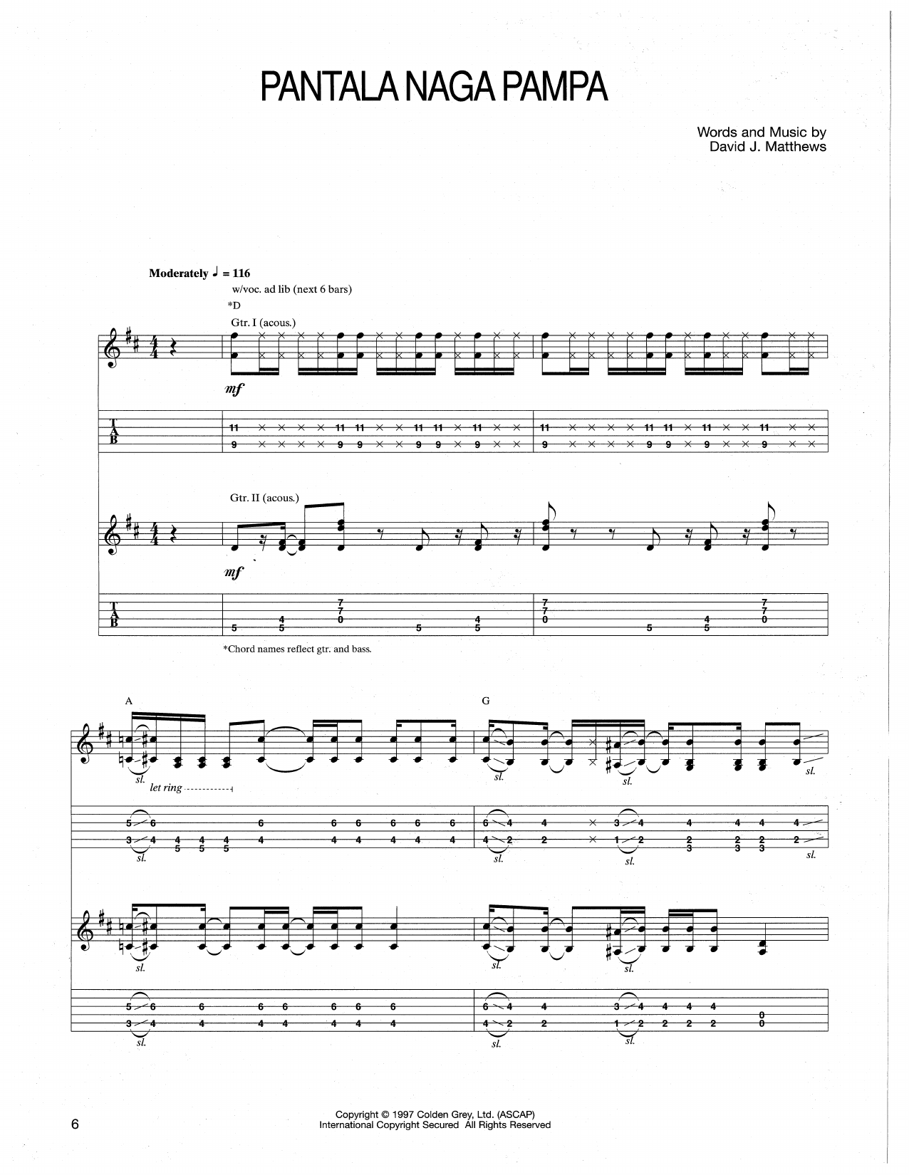 Dave Matthews Band Pantala Naga Pampa Sheet Music Notes & Chords for Guitar Tab - Download or Print PDF