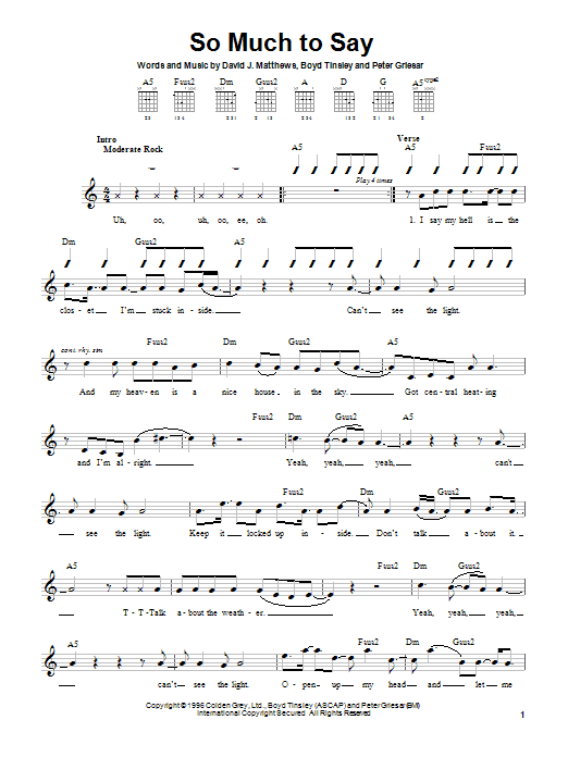 Dave Matthews Band So Much To Say Sheet Music Notes & Chords for Guitar with strumming patterns - Download or Print PDF