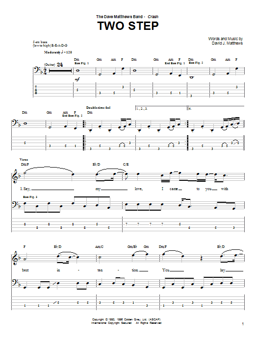 Dave Matthews Band Two Step Sheet Music Notes & Chords for Piano, Vocal & Guitar Chords (Right-Hand Melody) - Download or Print PDF