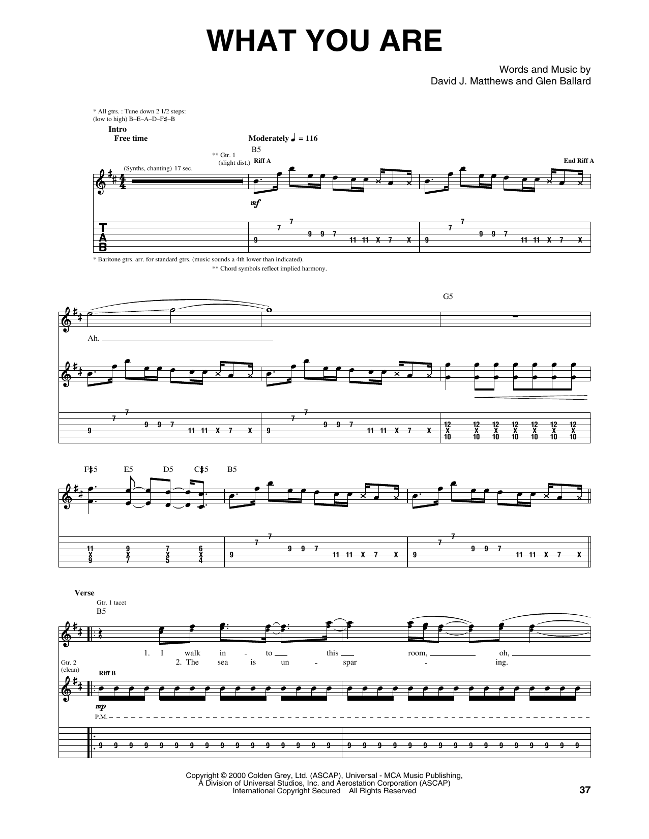 Dave Matthews Band What You Are Sheet Music Notes & Chords for Guitar Tab - Download or Print PDF