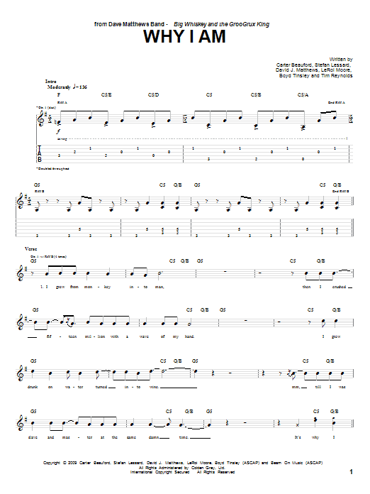 Dave Matthews Band Why I Am Sheet Music Notes & Chords for Guitar Tab - Download or Print PDF