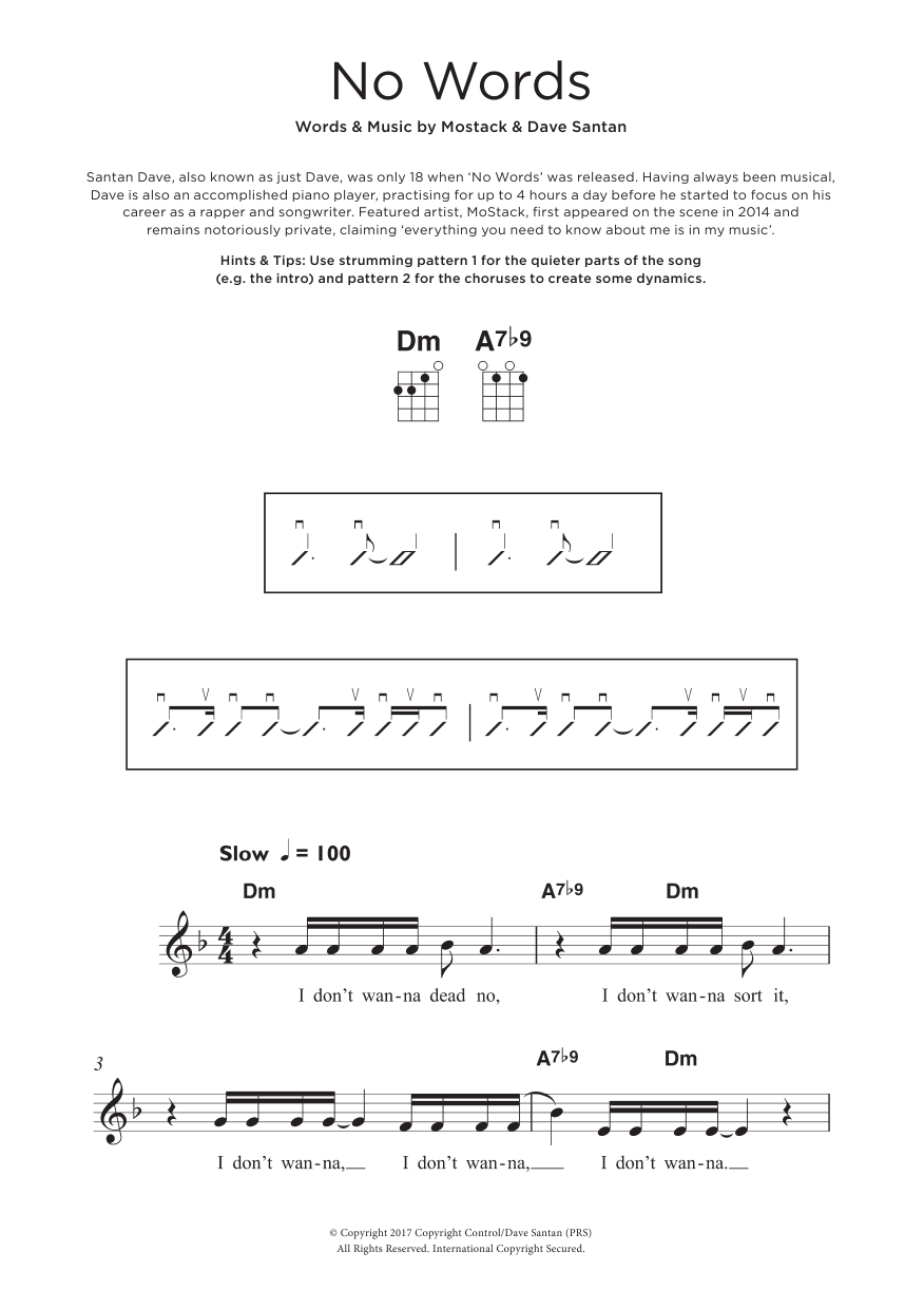 Dave No Words (featuring MoStack) Sheet Music Notes & Chords for Keyboard - Download or Print PDF