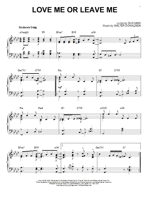 Dave Pell Love Me Or Leave Me [Jazz version] (arr. Brent Edstrom) Sheet Music Notes & Chords for Piano - Download or Print PDF