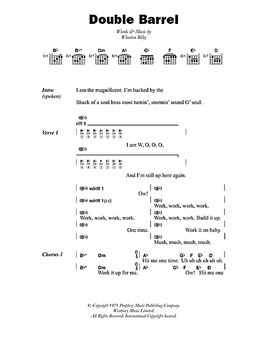 Dave & Ansell Collins Double Barrel Sheet Music Notes & Chords for Lyrics & Chords - Download or Print PDF