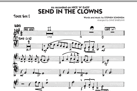 Send In The Clowns - Tenor Sax 2 sheet music