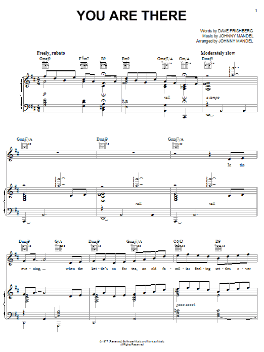 Preview Dave Frishberg You Are There Standards sheet music, notes and chords for Piano, Vocal & Guitar (Right-Hand Melody), SKU: 56362 You Are There sheet music
