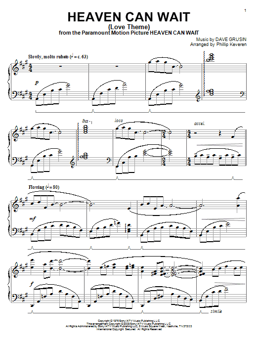 Preview Dave Grusin Heaven Can Wait (Love Theme) Classical sheet music, notes and chords for Piano, SKU: 67924 Heaven Can Wait (Love Theme) sheet music