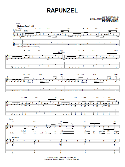 Preview Dave Matthews Band Rapunzel Rock sheet music, notes and chords for Easy Guitar, SKU: 72414 Rapunzel sheet music