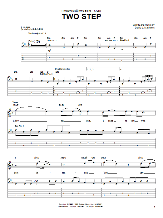 Preview Dave Matthews Band Two Step Rock sheet music, notes and chords for Bass Guitar Tab, SKU: 72422 Two Step sheet music