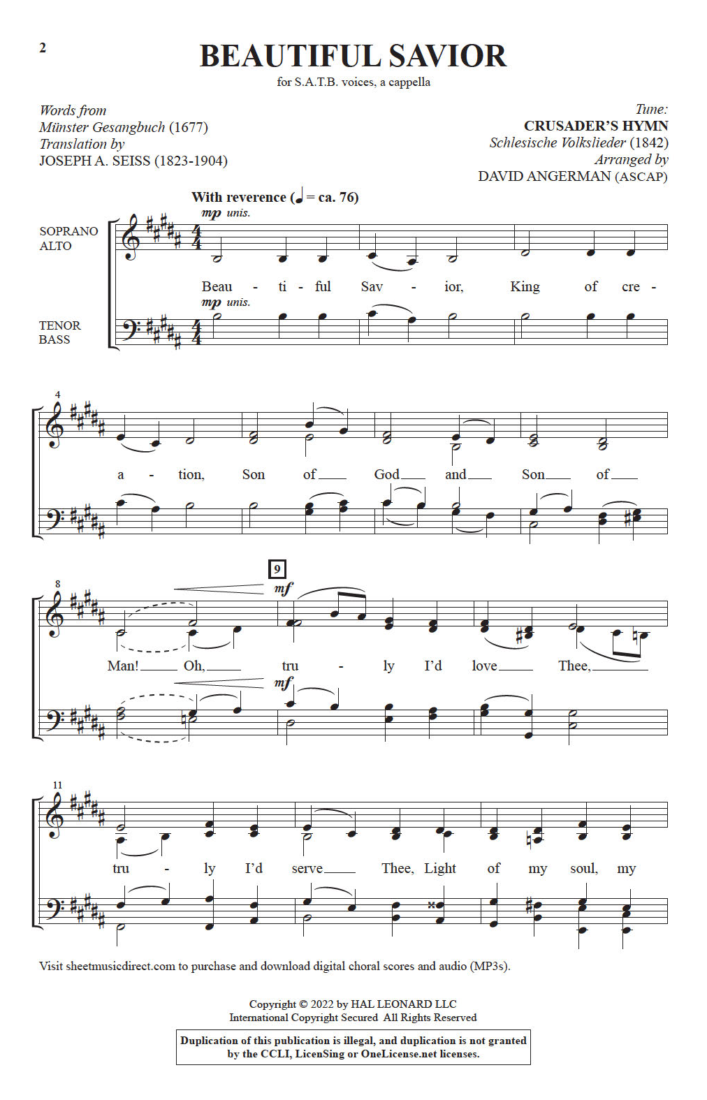 David Angerman Beautiful Savior Sheet Music Notes & Chords for SATB Choir - Download or Print PDF
