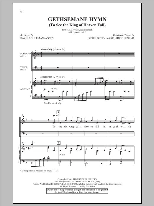David Angerman Gethsemane Hymn Sheet Music Notes & Chords for SATB - Download or Print PDF
