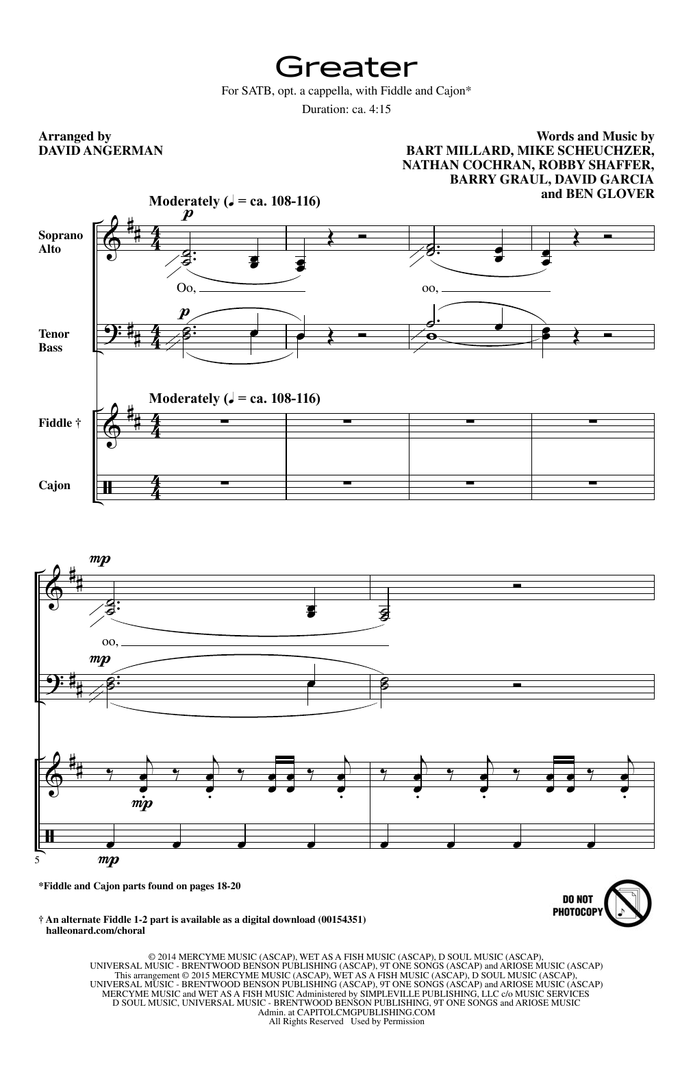 David Angerman Greater Sheet Music Notes & Chords for Choral - Download or Print PDF