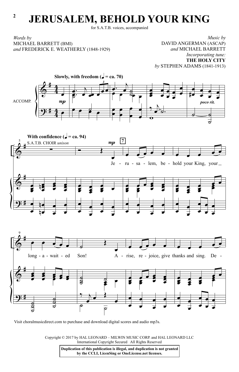 David Angerman Jerusalem, Behold Your King Sheet Music Notes & Chords for SATB - Download or Print PDF