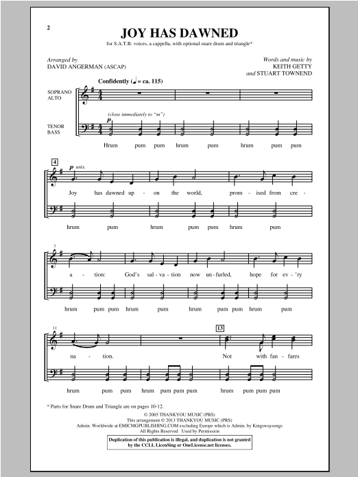 David Angerman Joy Has Dawned Sheet Music Notes & Chords for Choral - Download or Print PDF
