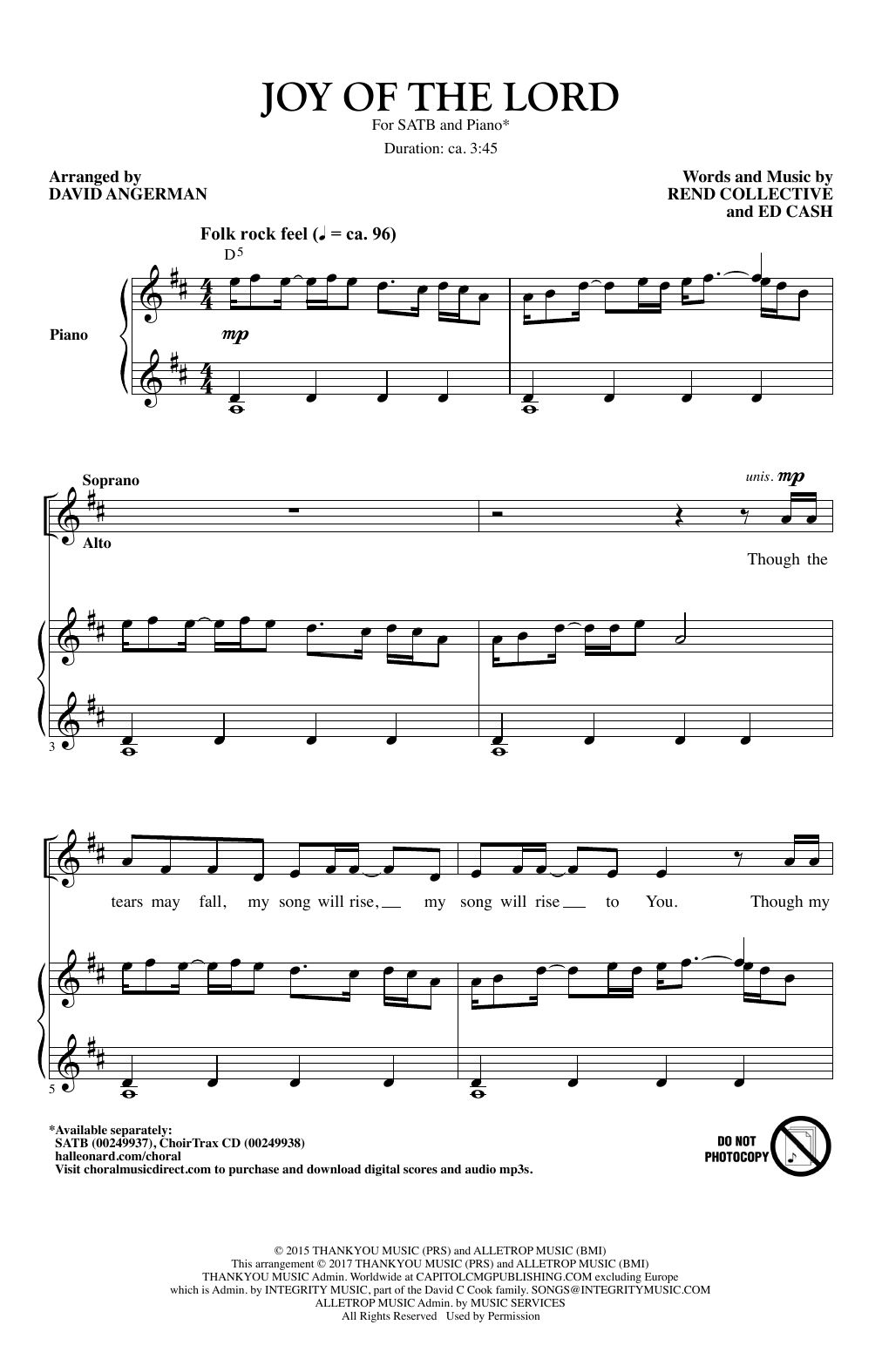 David Angerman Joy Of The Lord Sheet Music Notes & Chords for SATB - Download or Print PDF