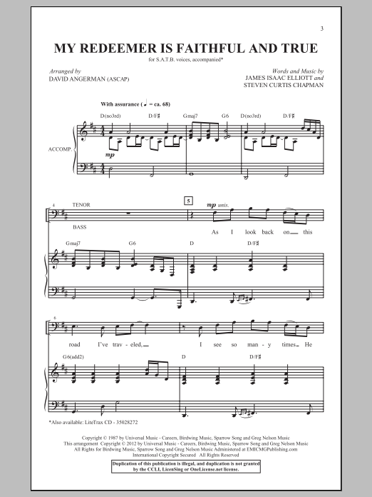 David Angerman My Redeemer Is Faithful And True Sheet Music Notes & Chords for SATB - Download or Print PDF