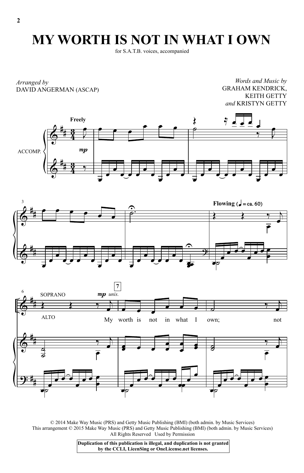 David Angerman My Worth Is Not In What I Own Sheet Music Notes & Chords for SATB - Download or Print PDF