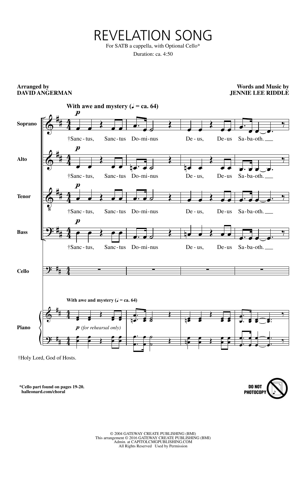 David Angerman Revelation Song Sheet Music Notes & Chords for SATB - Download or Print PDF