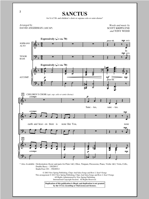 David Angerman Sanctus Sheet Music Notes & Chords for SATB - Download or Print PDF