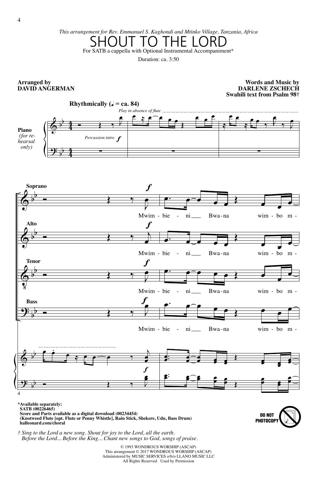 David Angerman Shout To The Lord Sheet Music Notes & Chords for SATB - Download or Print PDF