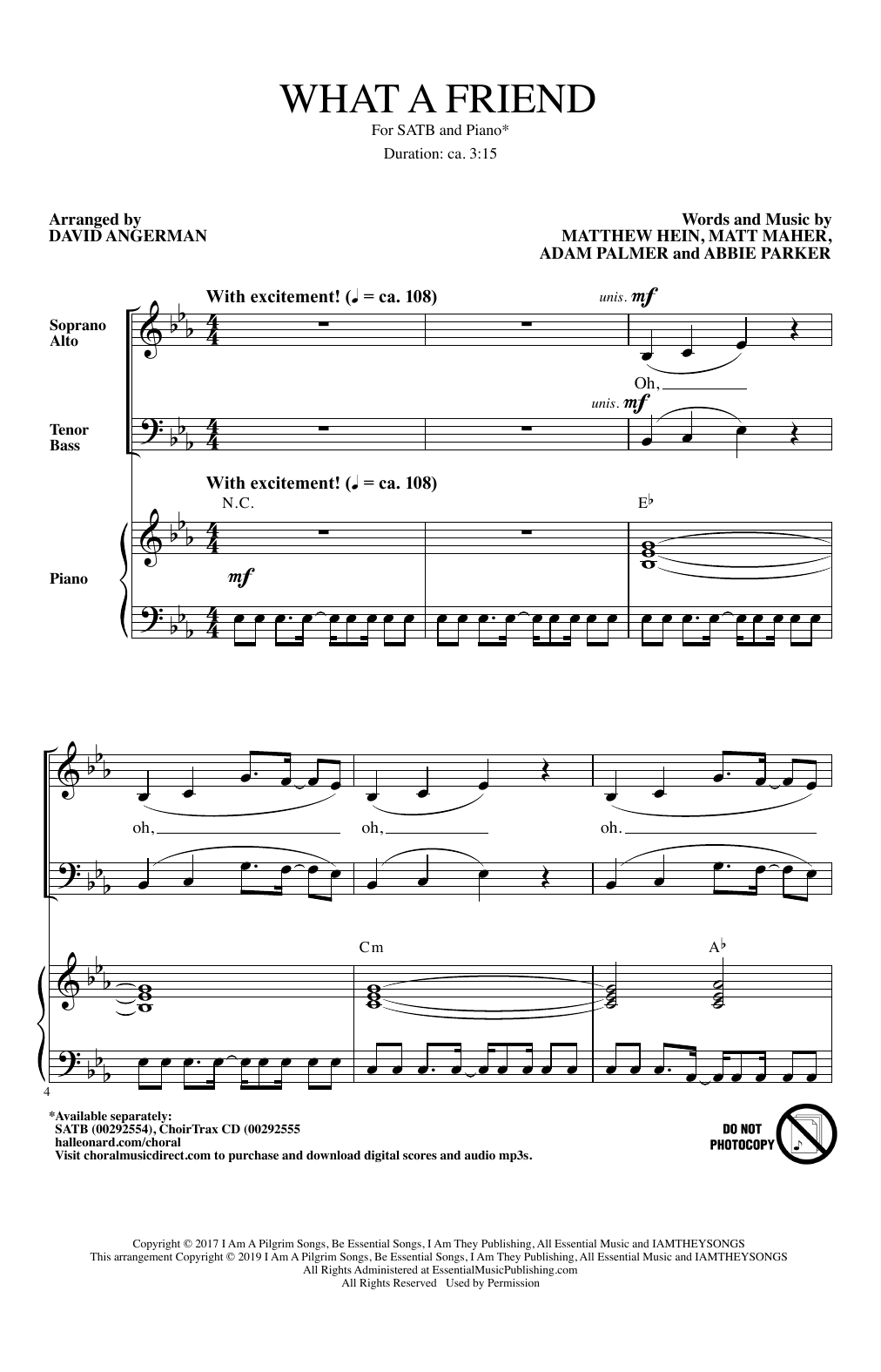 David Angerman What A Friend Sheet Music Notes & Chords for SATB Choir - Download or Print PDF