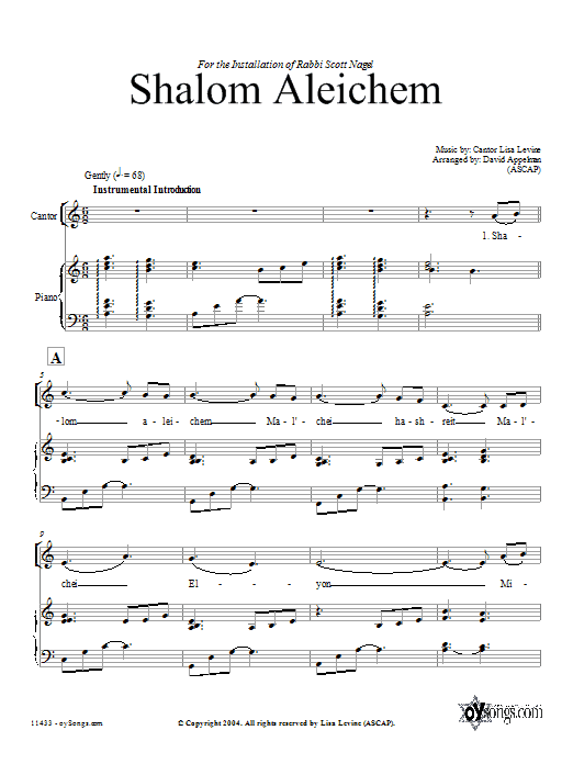 David Appelman Shalom Aleichem Sheet Music Notes & Chords for SATB - Download or Print PDF