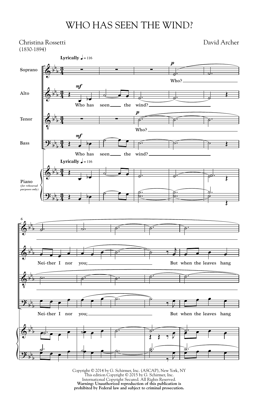 David Archer Who Has Seen The Wind Sheet Music Notes & Chords for SATB - Download or Print PDF