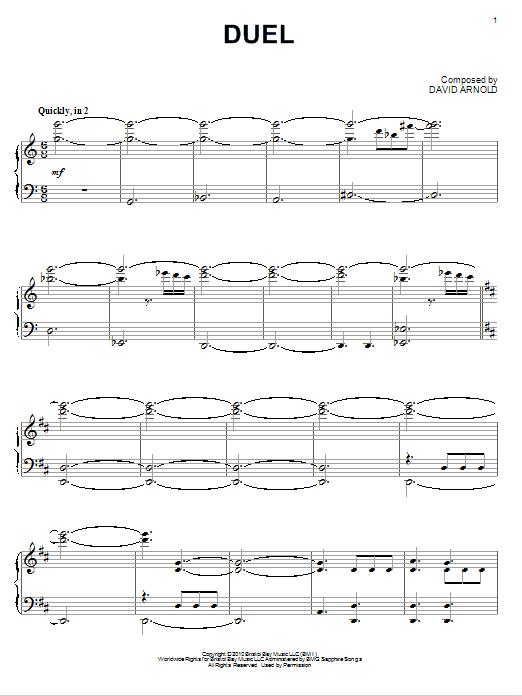 David Arnold Duel Sheet Music Notes & Chords for Piano - Download or Print PDF David Arnold Duel Sheet Music Notes & Chords for Piano - Download or Print PDF