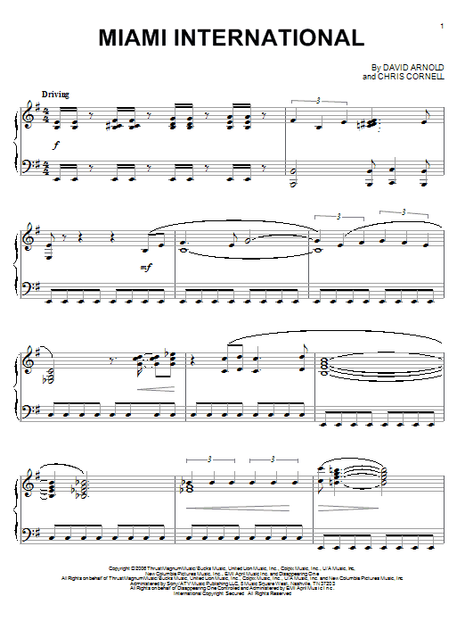 David Arnold Miami International Sheet Music Notes & Chords for Piano - Download or Print PDF
