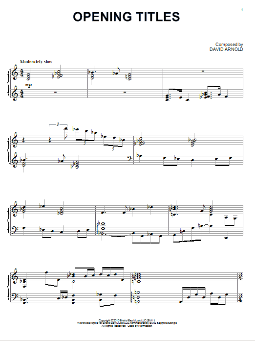 David Arnold Opening Titles Sheet Music Notes & Chords for Piano - Download or Print PDF David Arnold Opening Titles Sheet Music Notes & Chords for Piano - Download or Print PDF