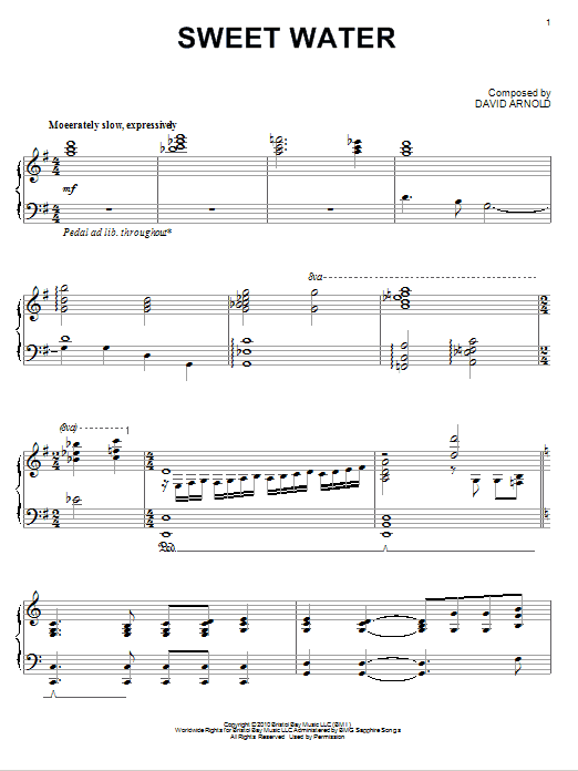 David Arnold Sweet Water Sheet Music Notes & Chords for Piano - Download or Print PDF