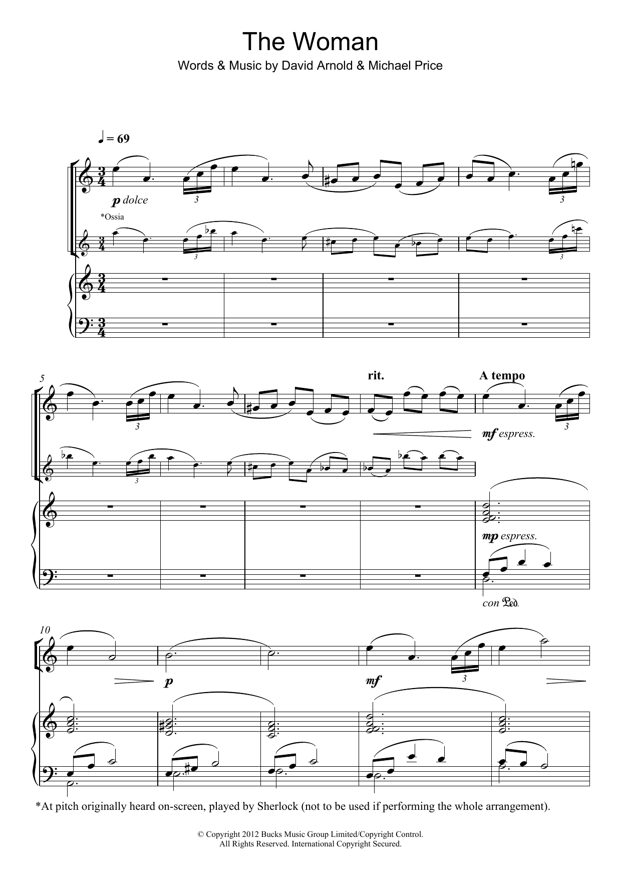 David Arnold The Woman (from Sherlock) Sheet Music Notes & Chords for Violin - Download or Print PDF