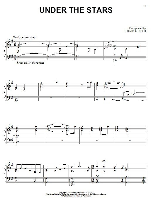 David Arnold Under The Stars Sheet Music Notes & Chords for Piano - Download or Print PDF David Arnold Under The Stars Sheet Music Notes & Chords for Piano - Download or Print PDF