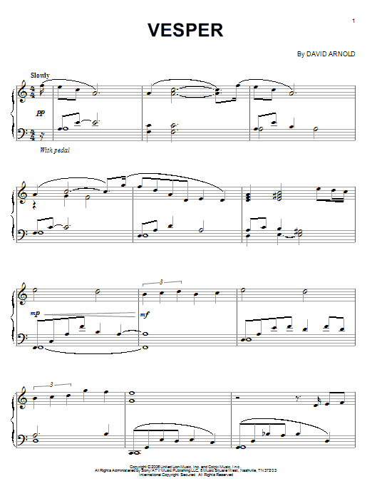 David Arnold Vesper Sheet Music Notes & Chords for Piano - Download or Print PDF