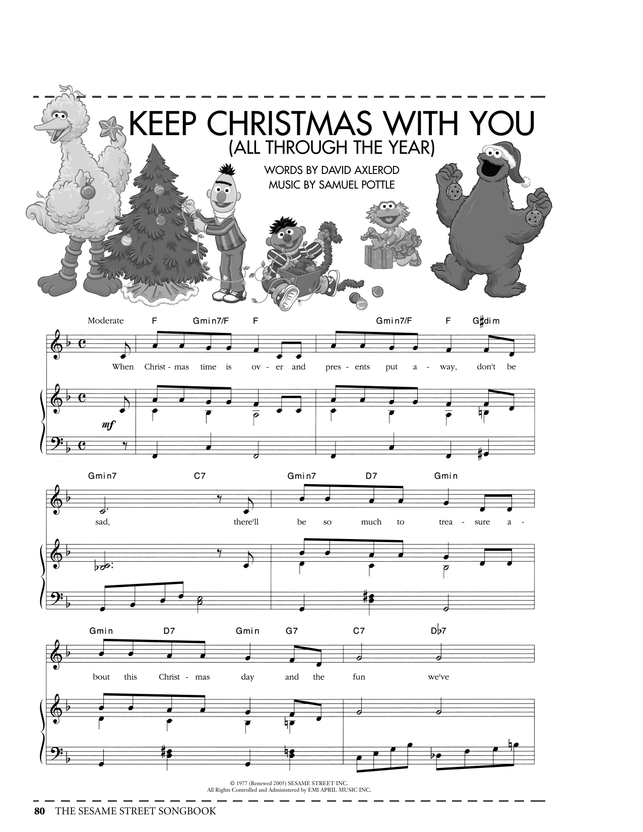 David Axlerod Keep Christmas With You (All Through The Year) (from Sesame Street) Sheet Music Notes & Chords for Piano, Vocal & Guitar Chords (Right-Hand Melody) - Download or Print PDF