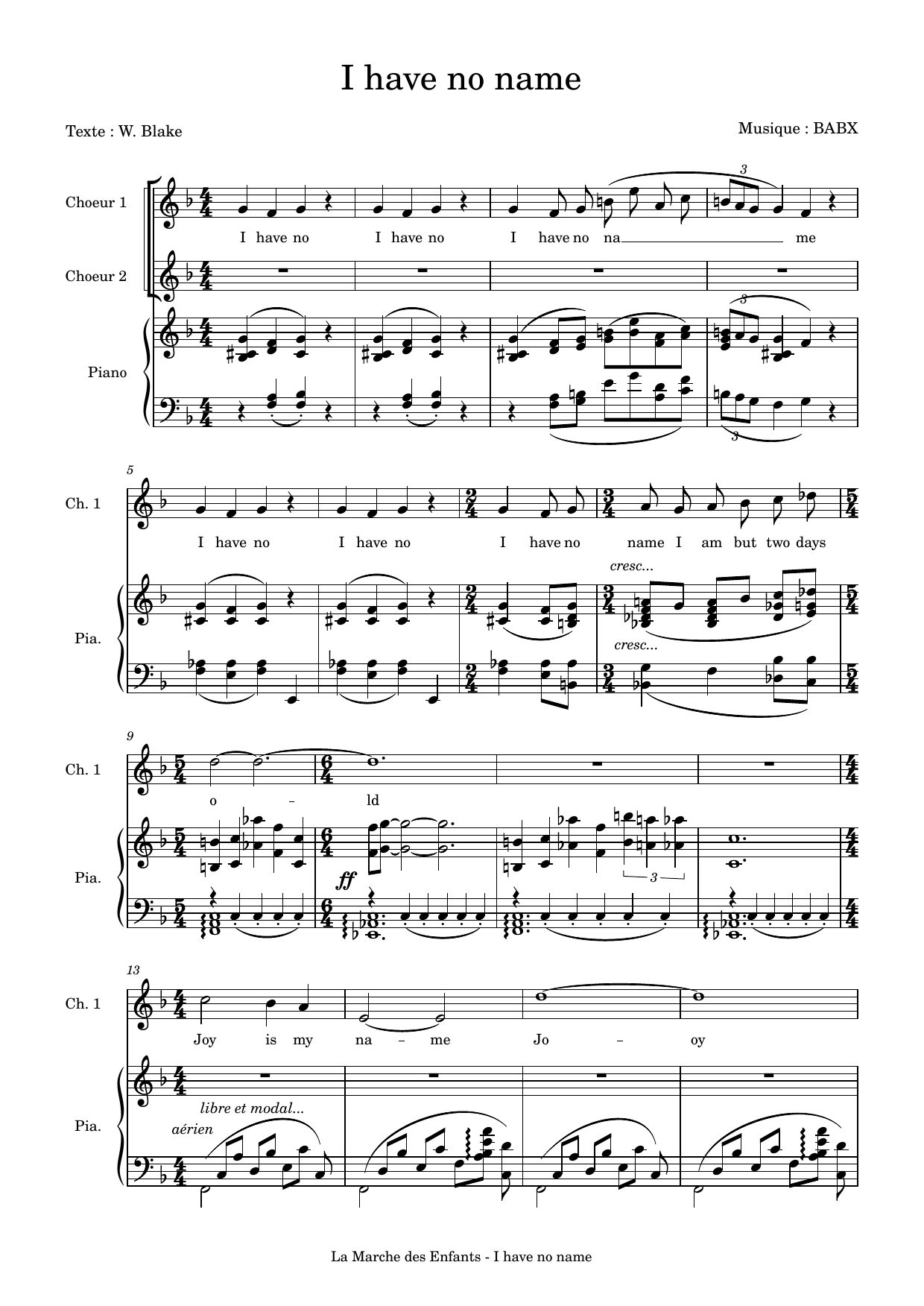 David Babin (Babx) I have no name Sheet Music Notes & Chords for Choir - Download or Print PDF