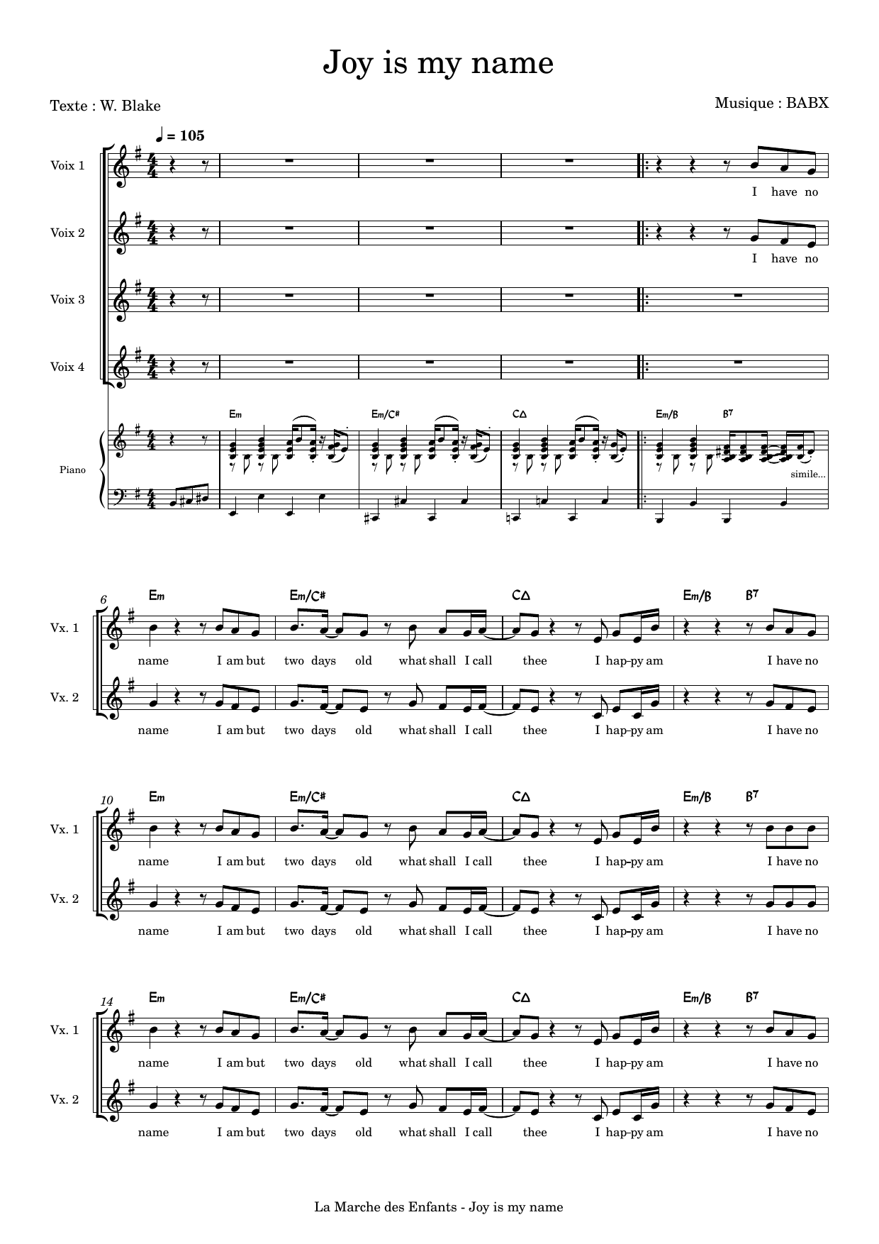 David Babin (Babx) Joy Is My Name Sheet Music Notes & Chords for Choir - Download or Print PDF