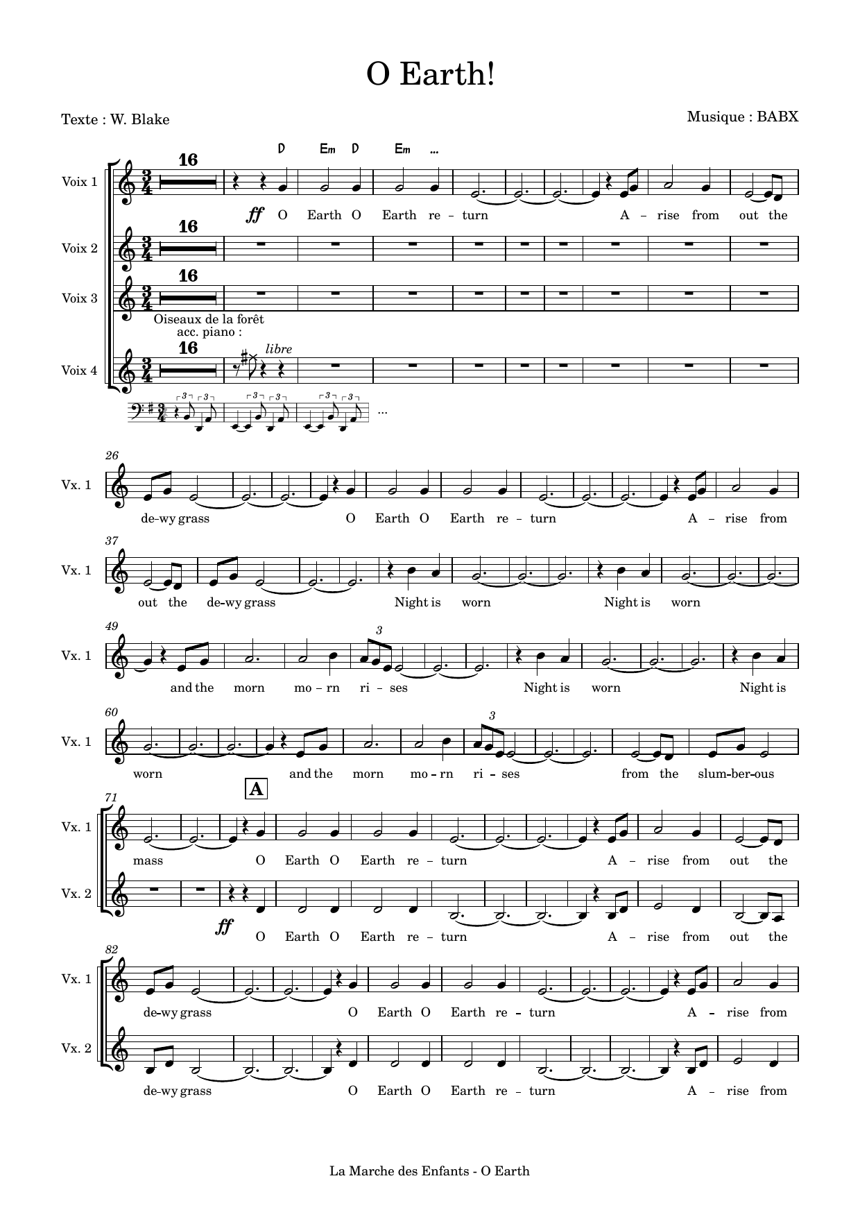 David Babin (Babx) O Earth! Sheet Music Notes & Chords for Choir - Download or Print PDF David Babin (Babx) O Earth! Sheet Music Notes & Chords for Choir - Download or Print PDF